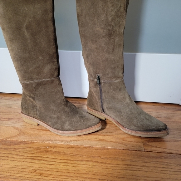 Free People Banks Over The Knee Boots Slouch Suede Green Size 38 - Picture 5 of 17